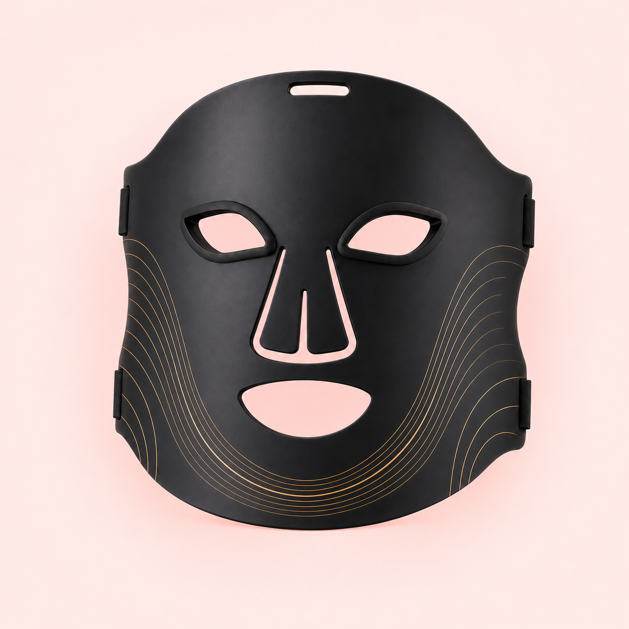 Flexible black LED face mask, front view