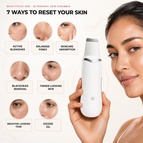Ultrasonic facial spatula showing cleansing, moisturizing and lifting modes
