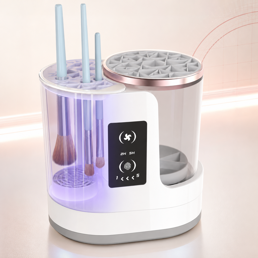 Electric makeup brush cleaner with drying stand