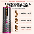 Cordless auto-rotating hair curler with LCD display