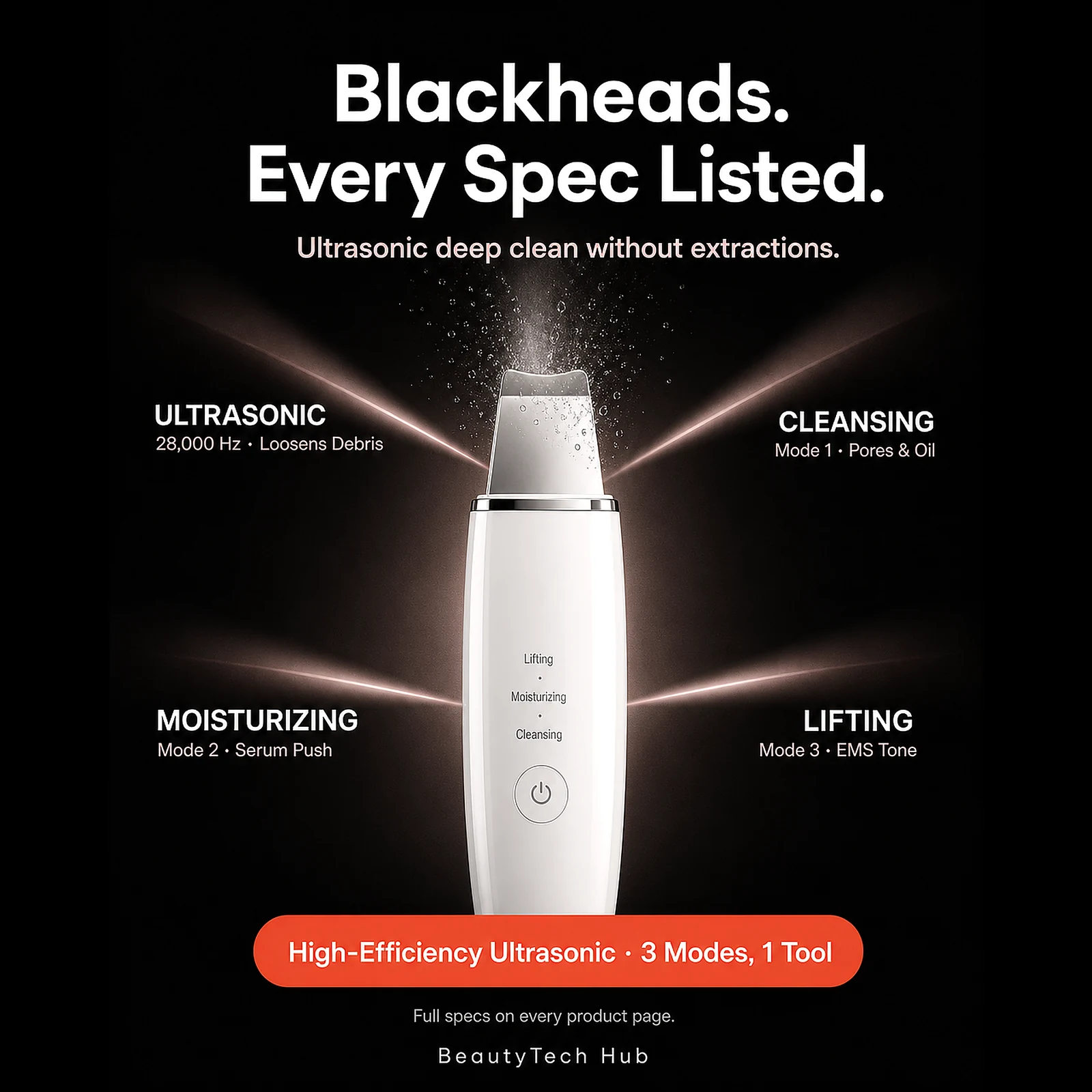BeautyTech PureSonic ultrasonic skin scrubber for facial cleansing